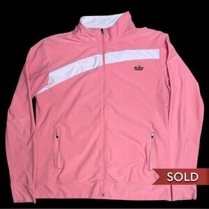 Nike women’s full zip sweater pink and white size XL